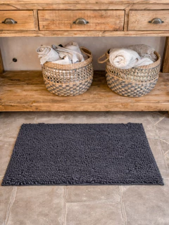 Alfombra de baño Shaggy Pelo Largo - Gris oscuro