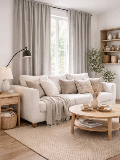 Pack x2 cortina tussor gris perla