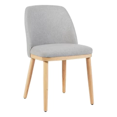Silla Shine de Haya Tapizada en Lino Gris, foto 2 de 2