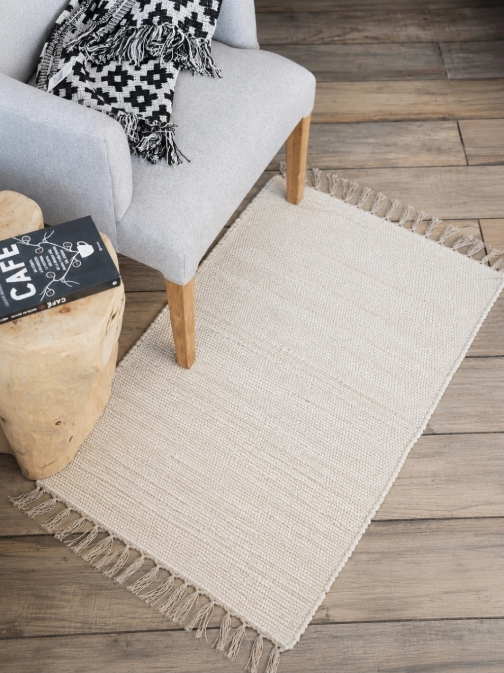Alfombra Algodon Lisa 70x120 cm Natural