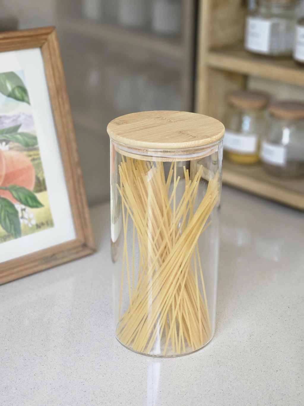 Frasco de vidrio Tapa de bambu
