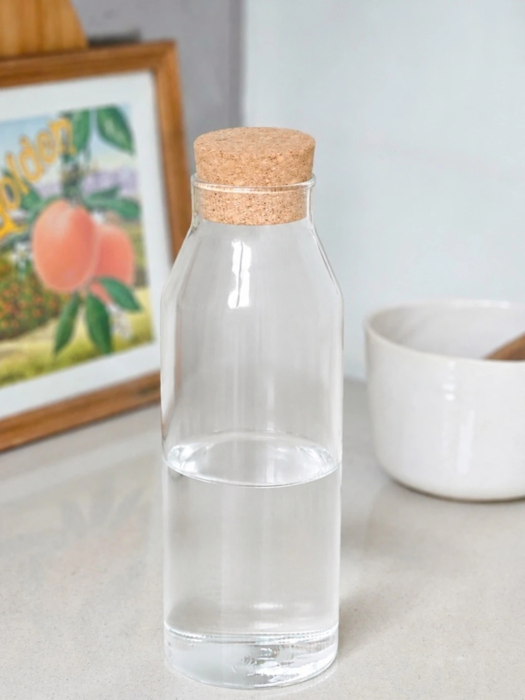 Botella de Vidrio tapon Corcho 1l lisa