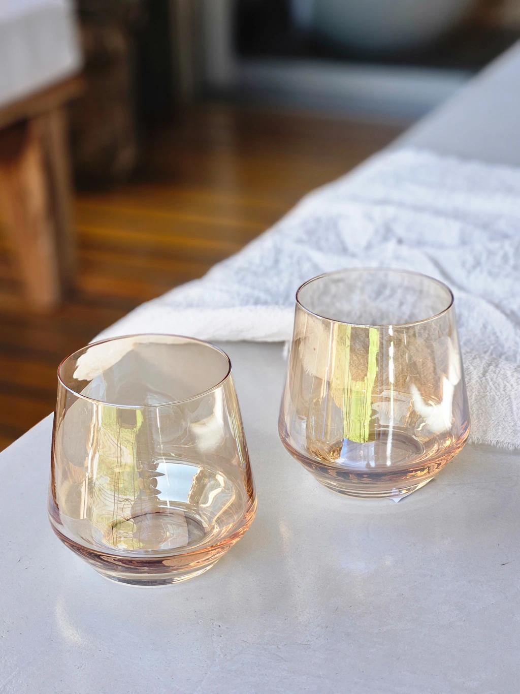Set x6 vasos vidrio dorado 431mL