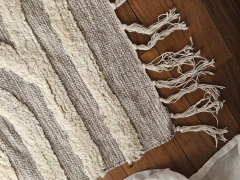 Alfombra natural pelo corto, arcos concéntircos y flecos, foto 4 de 4