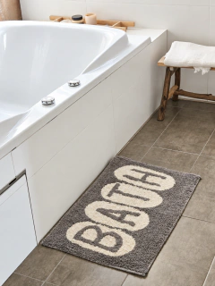 Alfombra de baño 50 x 80 cm Bath pelo corto gris con natural