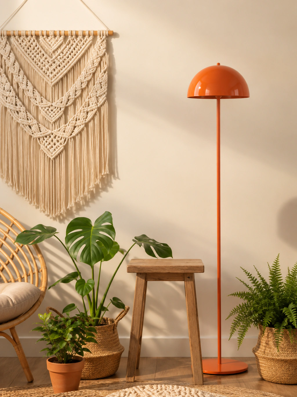 Lampara de Pie Campana Naranja