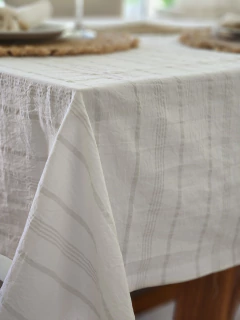 MANTEL Off White Mil Rayas Gris Perla, foto 3 de 4