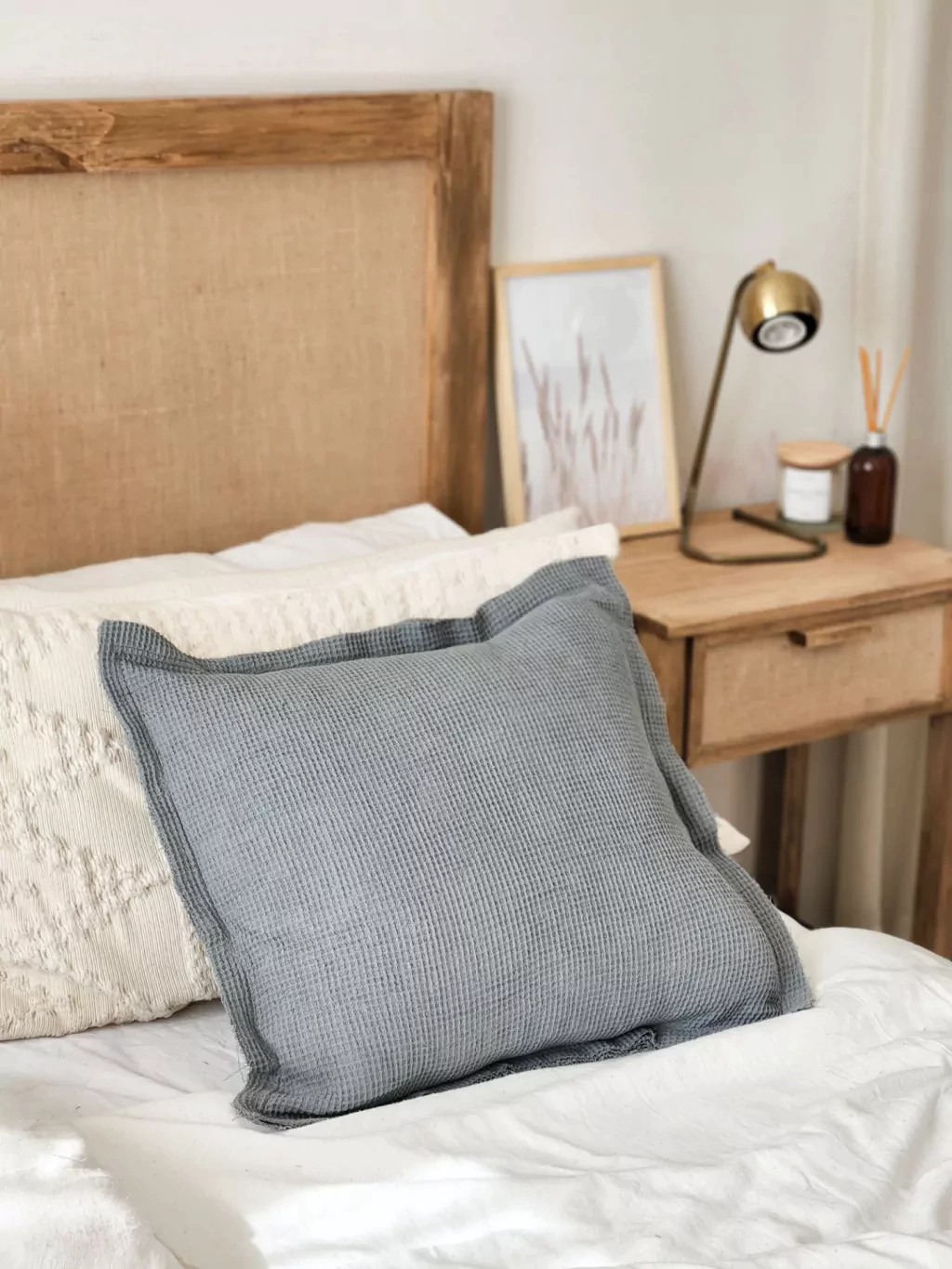 Funda de almohadon waffle 60x60 - gris elefante