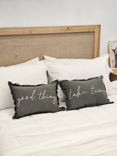 Duo de almohadones good thing - take time gris elefante 35x50, foto 2 de 4