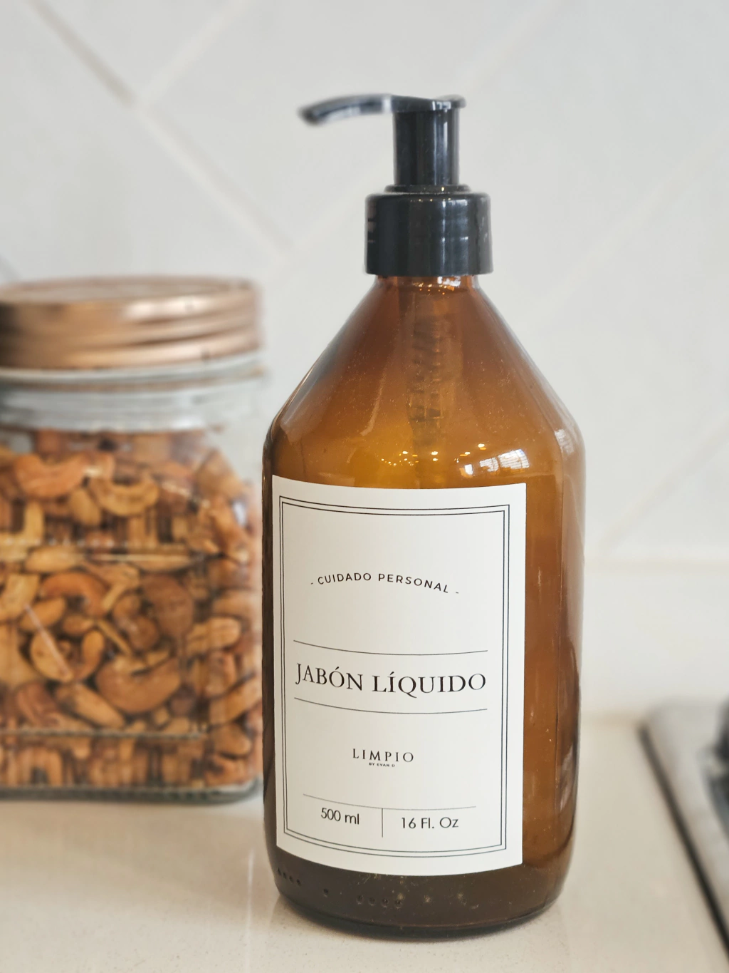 Dispenser Jabón liquido Etiqueta Blanca