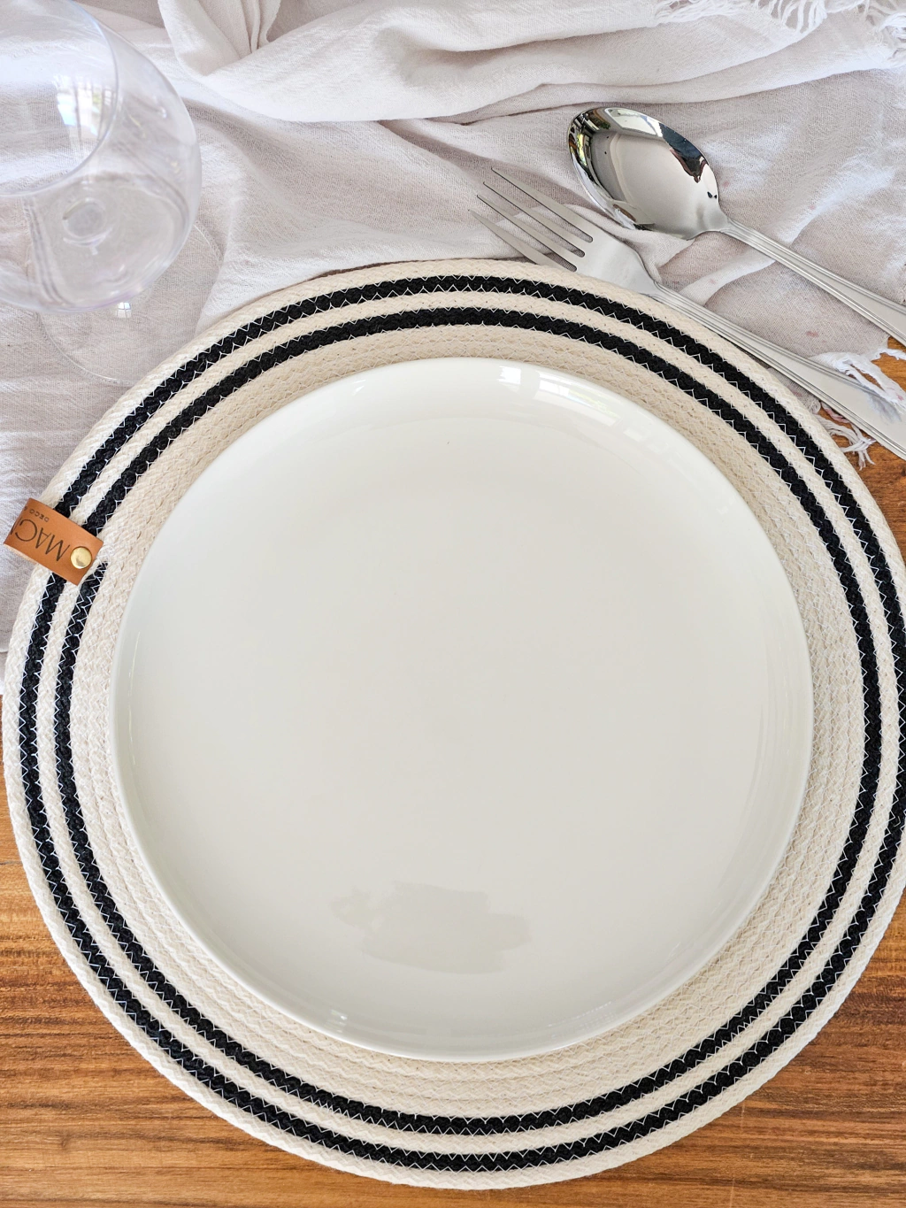 Individual algodon crudo y negro