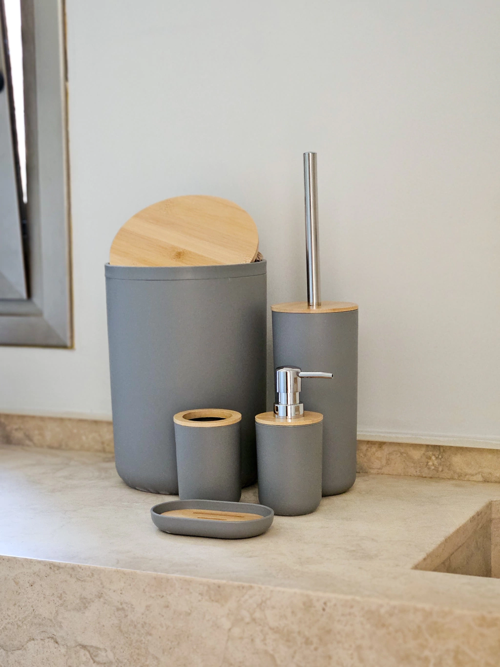 Set x5 piezas de baño gris
