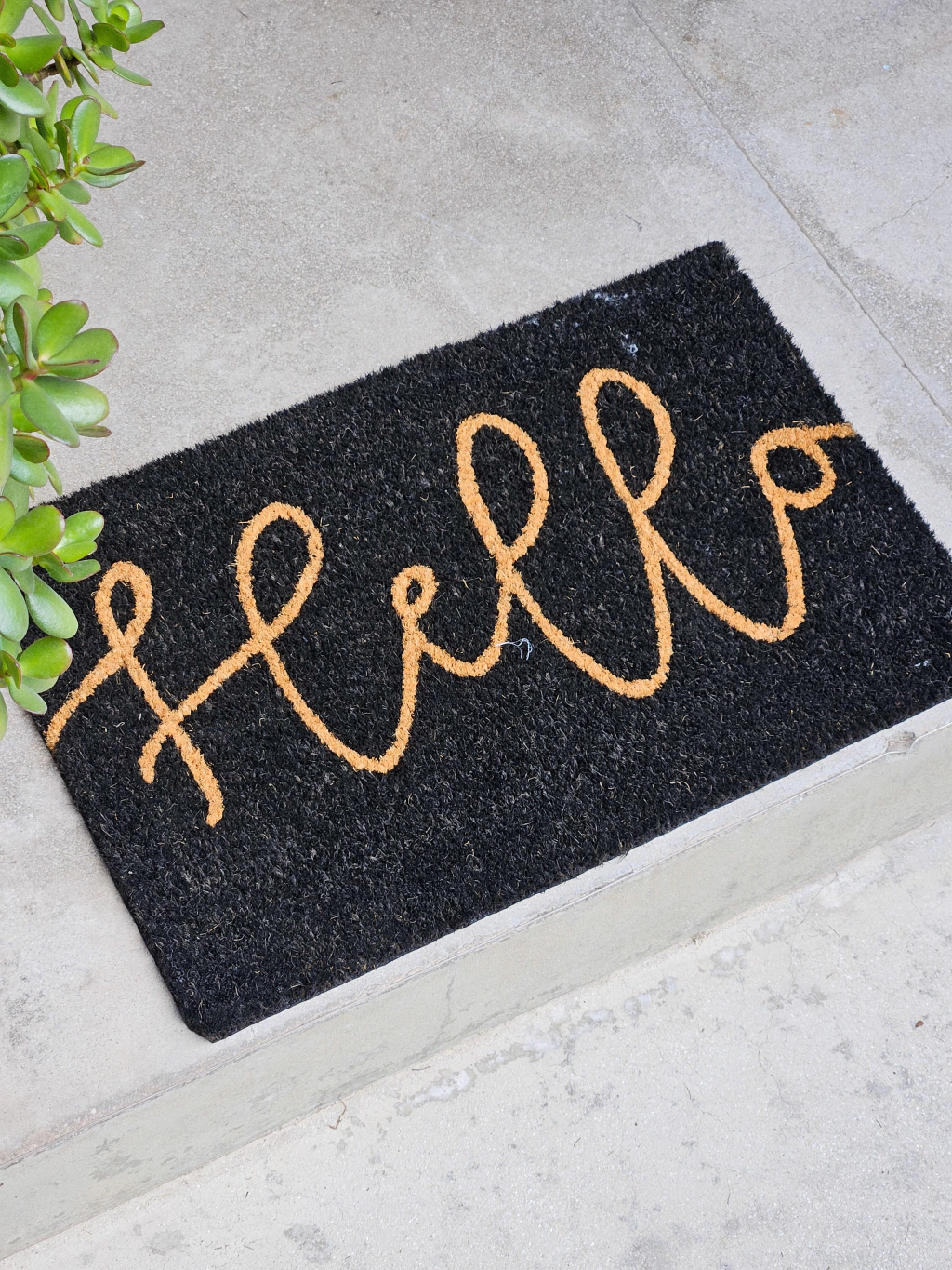 Felpudo de coco impreso 45x75cm hello negro/natural