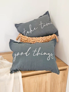 Duo de almohadones good thing - take time gris elefante 35x50, foto 1 de 4