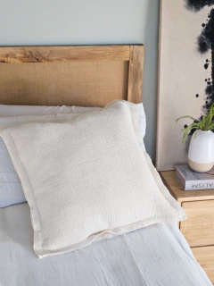 Funda de almohadon waffle 60x60 - natural, foto 3 de 4