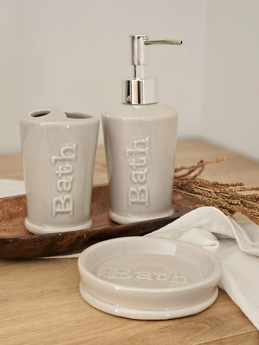 Set de baño x3 piezas ceramica beige