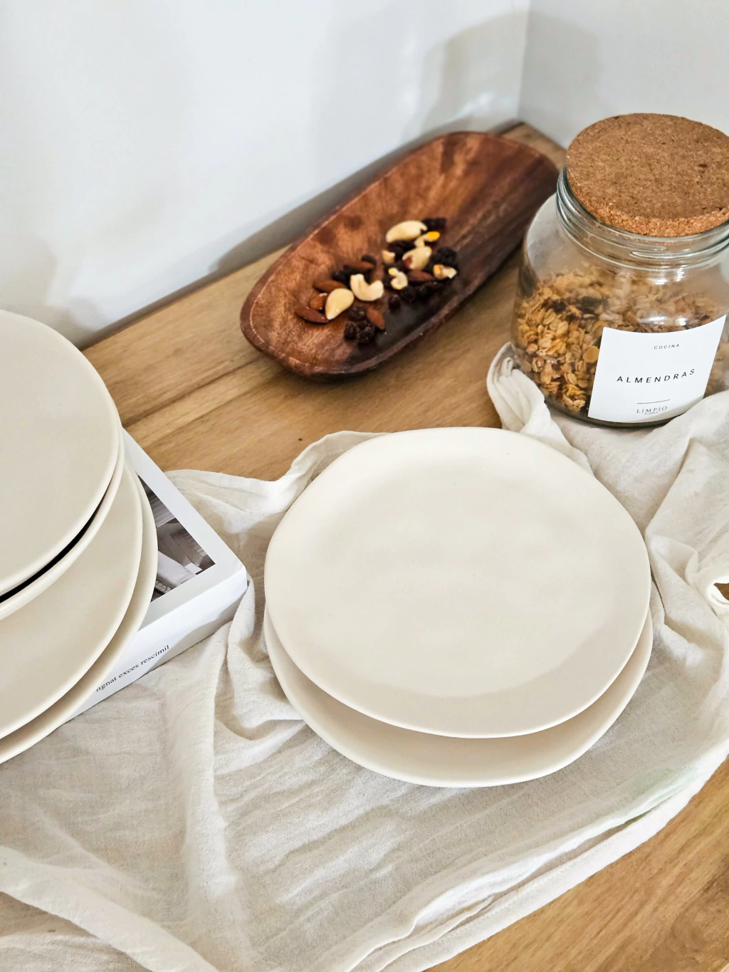 Set x6 plato postre 20 cm organic crema
