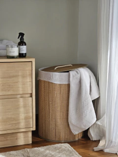 Cesto de ropa bamboo con hilo, foto 1 de 2