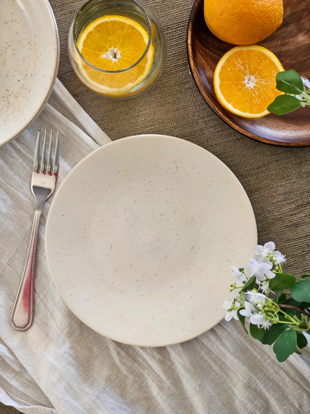 Set x6 plato postre gres beige