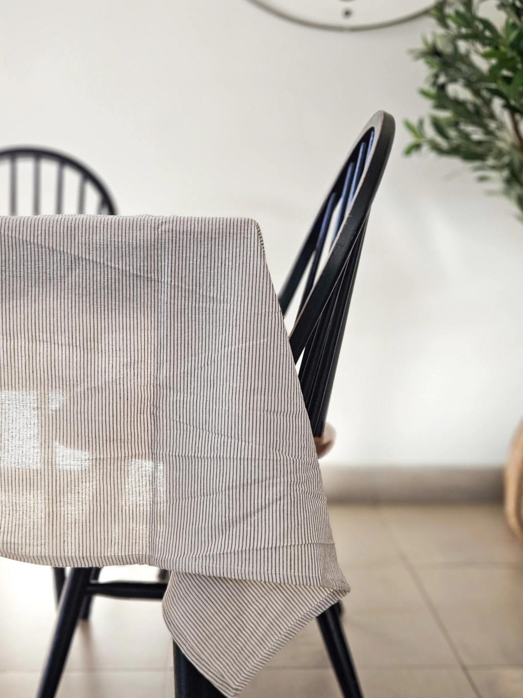 Mantel tussor rayado gris