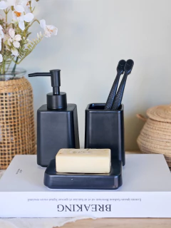 Set de Baño 3 Piezas Plain Negro, foto 1 de 2