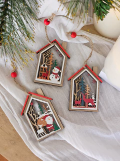 Set x6 Adornos Navideños Casita