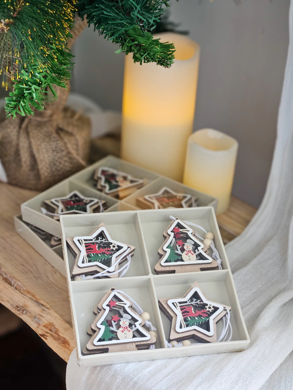 Set x8 Adornos navideños en Cajita