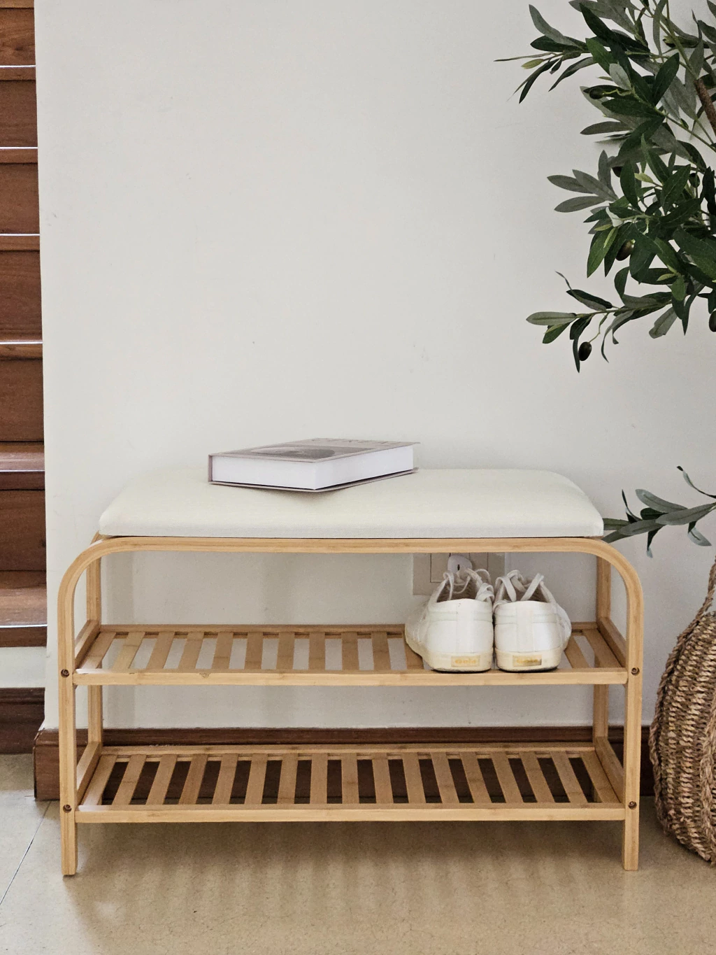 Zapatero Con Asiento Natural Bamboo 70 cm