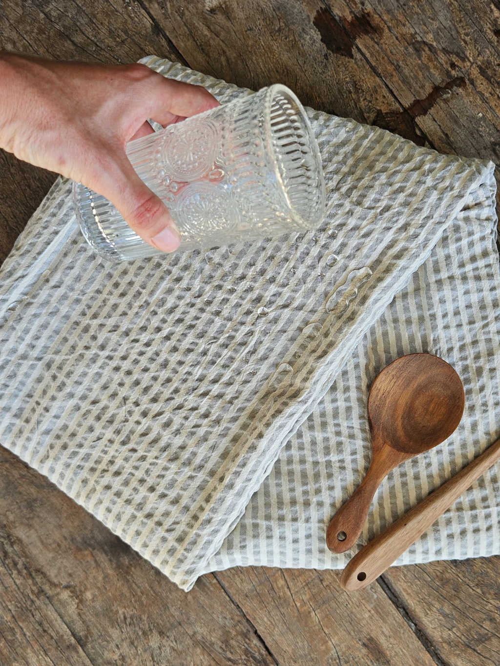 Mantel tussor estampado stop water mil rayas gris