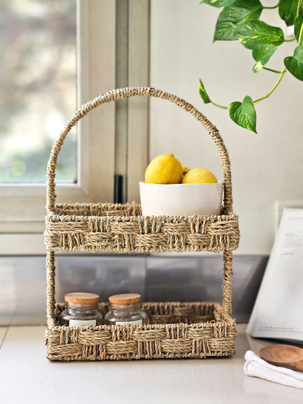 Organizador de seagrass con manija 48 cm