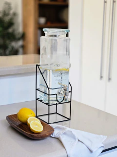 Dispenser de bebidas de vidrio 2,2l con canilla y soporte, foto 1 de 2