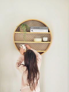 Estanteria de bambu circular enrejado, foto 1 de 5
