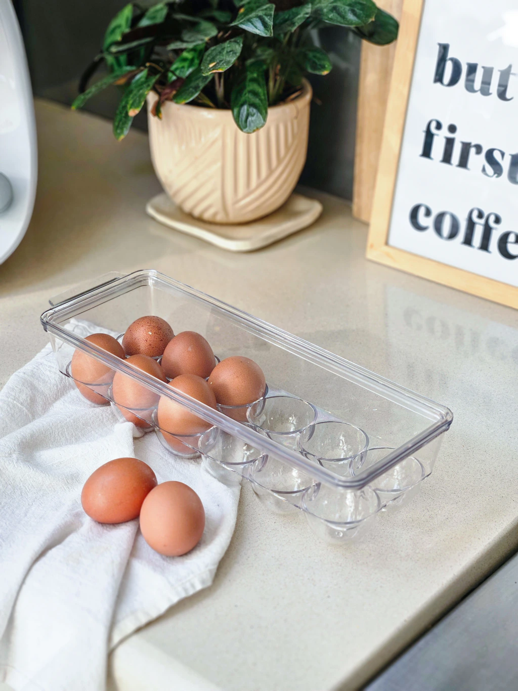 Huevera transparente con tapa para 12 huevos