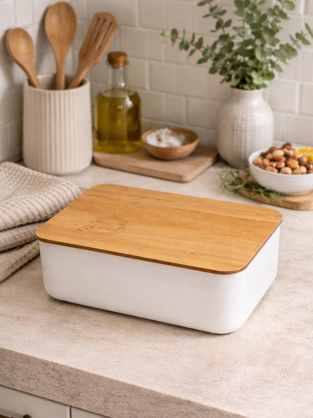 Caja con tapa de madera 2.7 litros