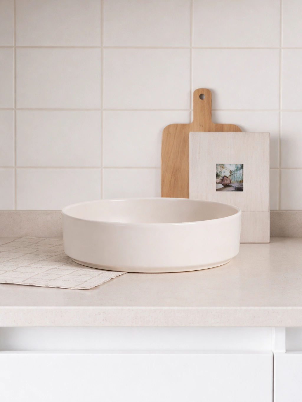 Ensaladera ceramica net crema