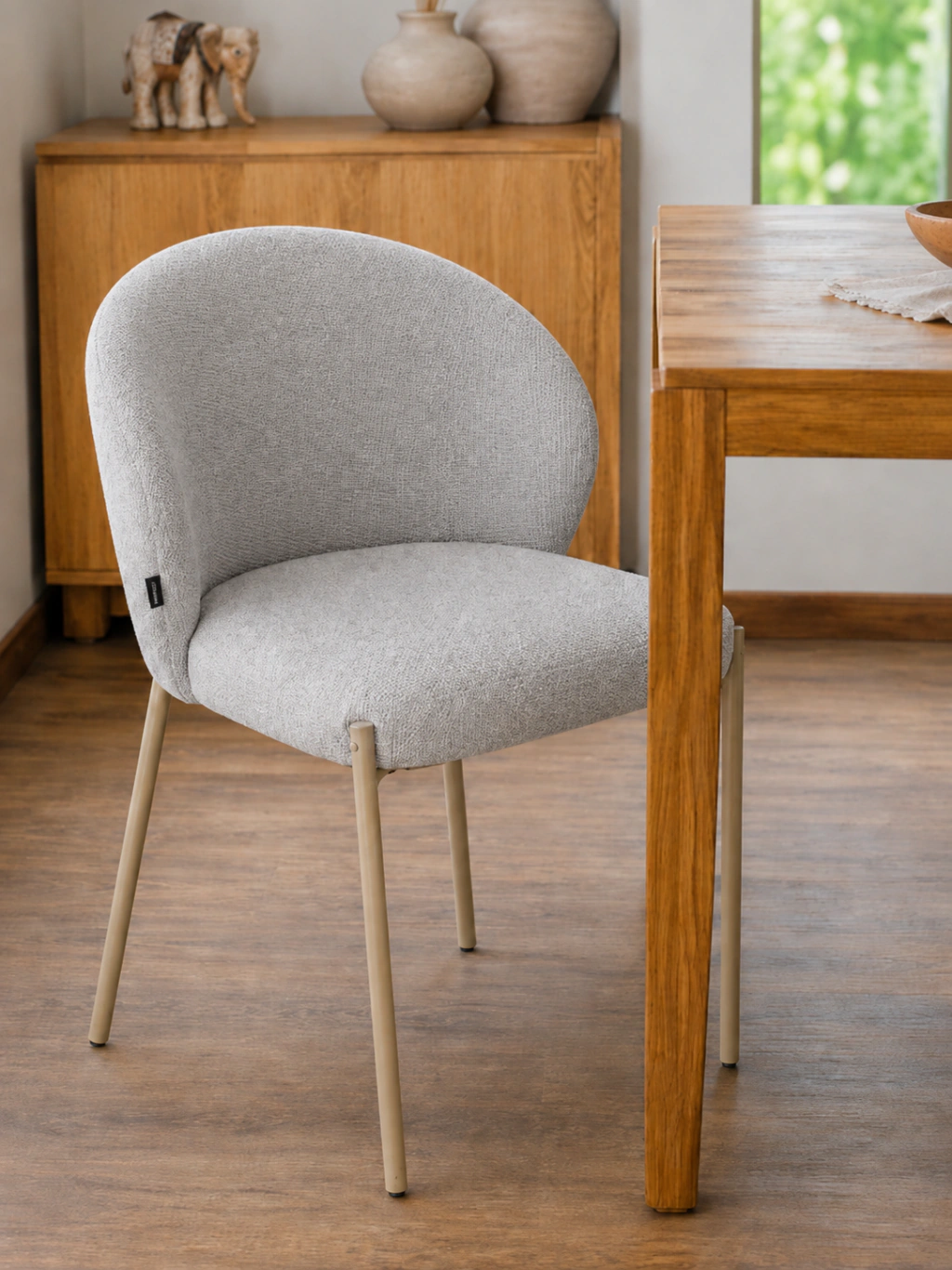 Silla Noha Gris Claro Base Capuccino