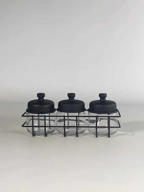 Set canasta metalica especieros x3