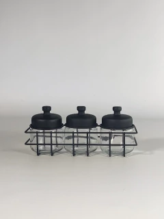 Set canasta metalica especieros x3