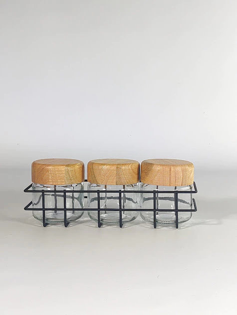 Set x3 especieros madera y negro