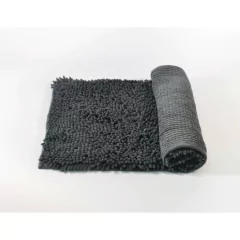 Alfombra baño shaggy pelo corto - Gris oscuro, foto 3 de 4