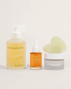 The ritual gift / Cleansing Bubbles + Beta Glow Oil + Gua Sha + Smooth Potion (opción neceser)