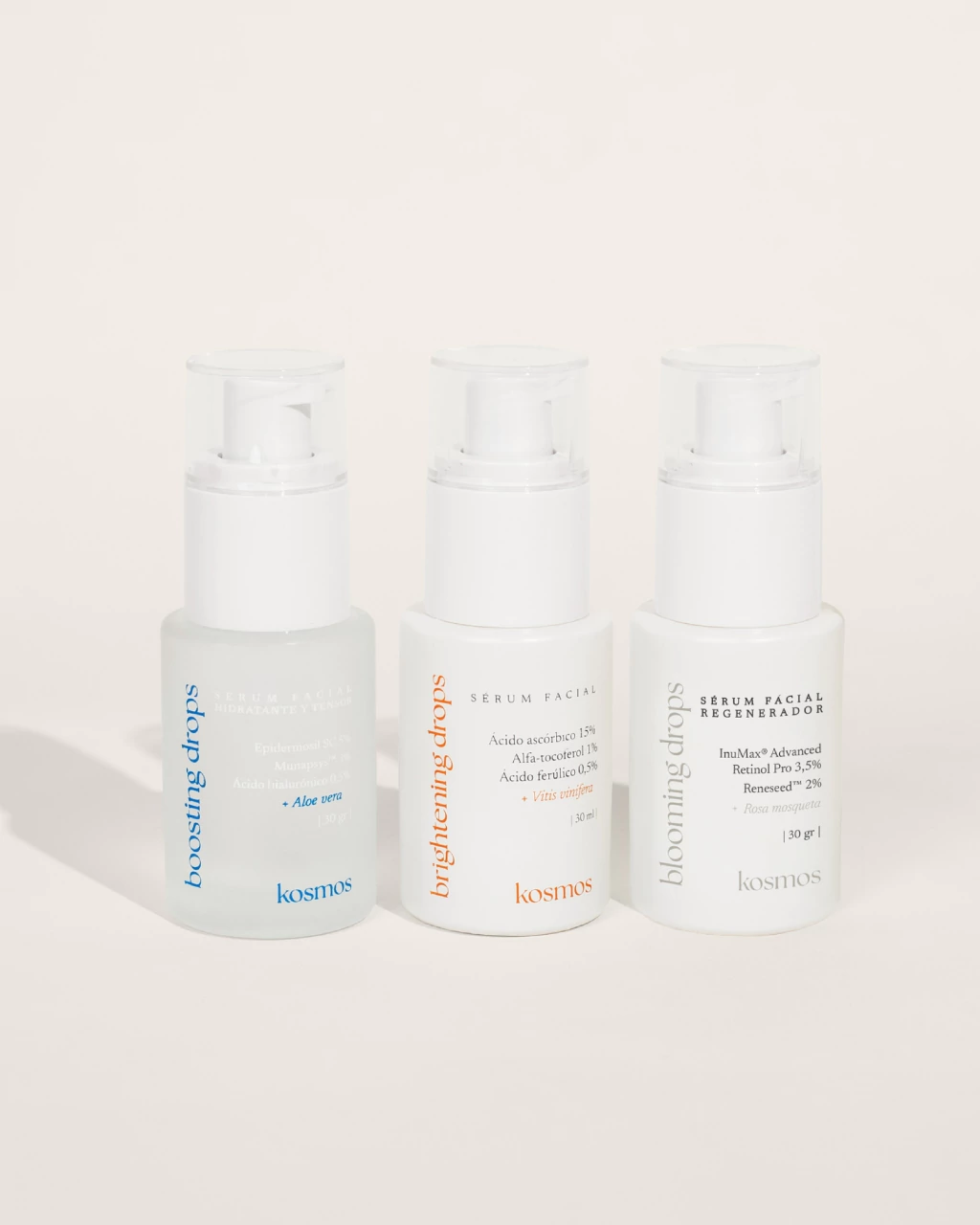 Serums trio pro-aging / Brightening Drops (VITC) + Blooming Drops (RETINOL) + Boosting Drops (HIALU)
