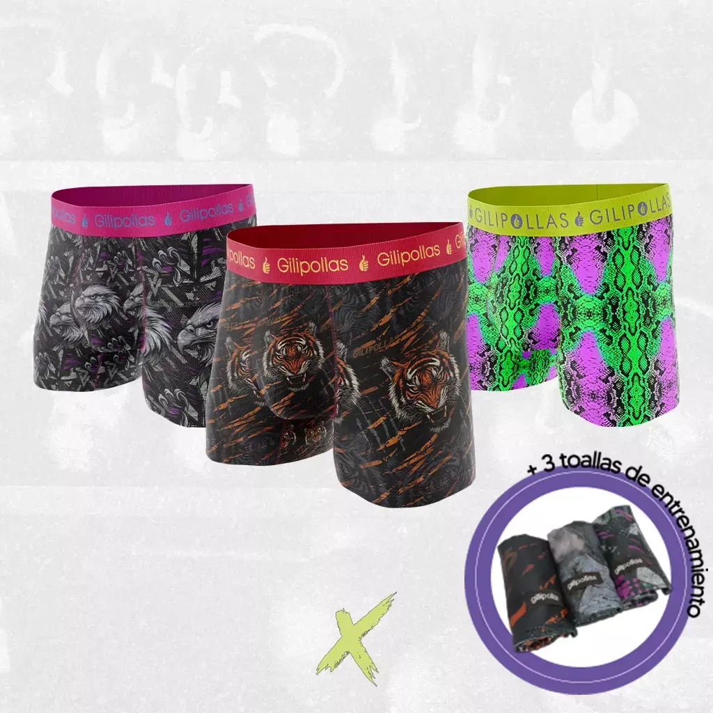 Pack X3 Boxers Estampados Surtidos + 3 Toallas Xtreme