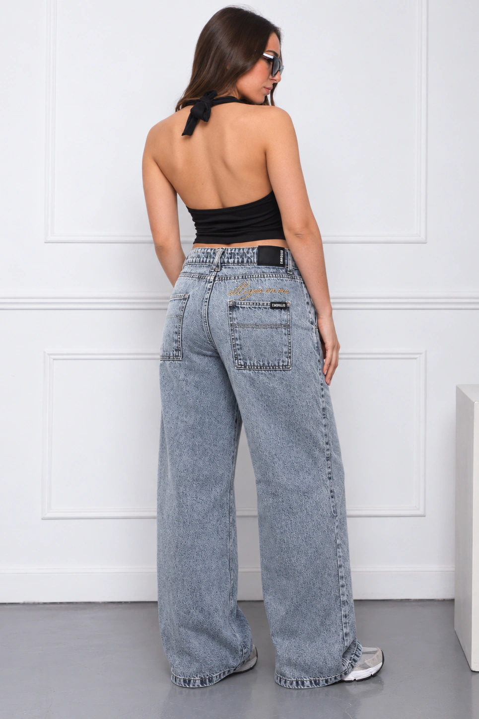 Jean Bordado "ALL EYES ON ME" Baggy