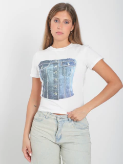 Remera Baby Tee Estampada "Corset Denim", foto 3 de 7