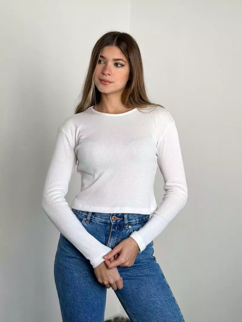 Remera básica de morley manga larga BIANCA