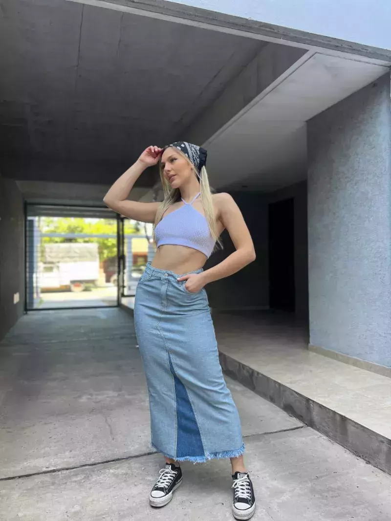 Falda midi dos tonos Mia