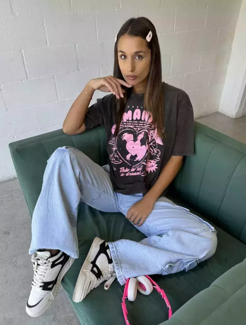 Remera de algodón estampada Romantic