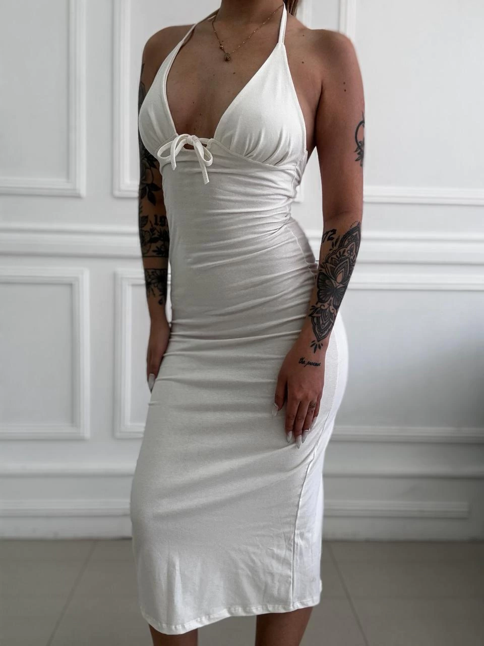 Vestido de algodon y lycra Largo