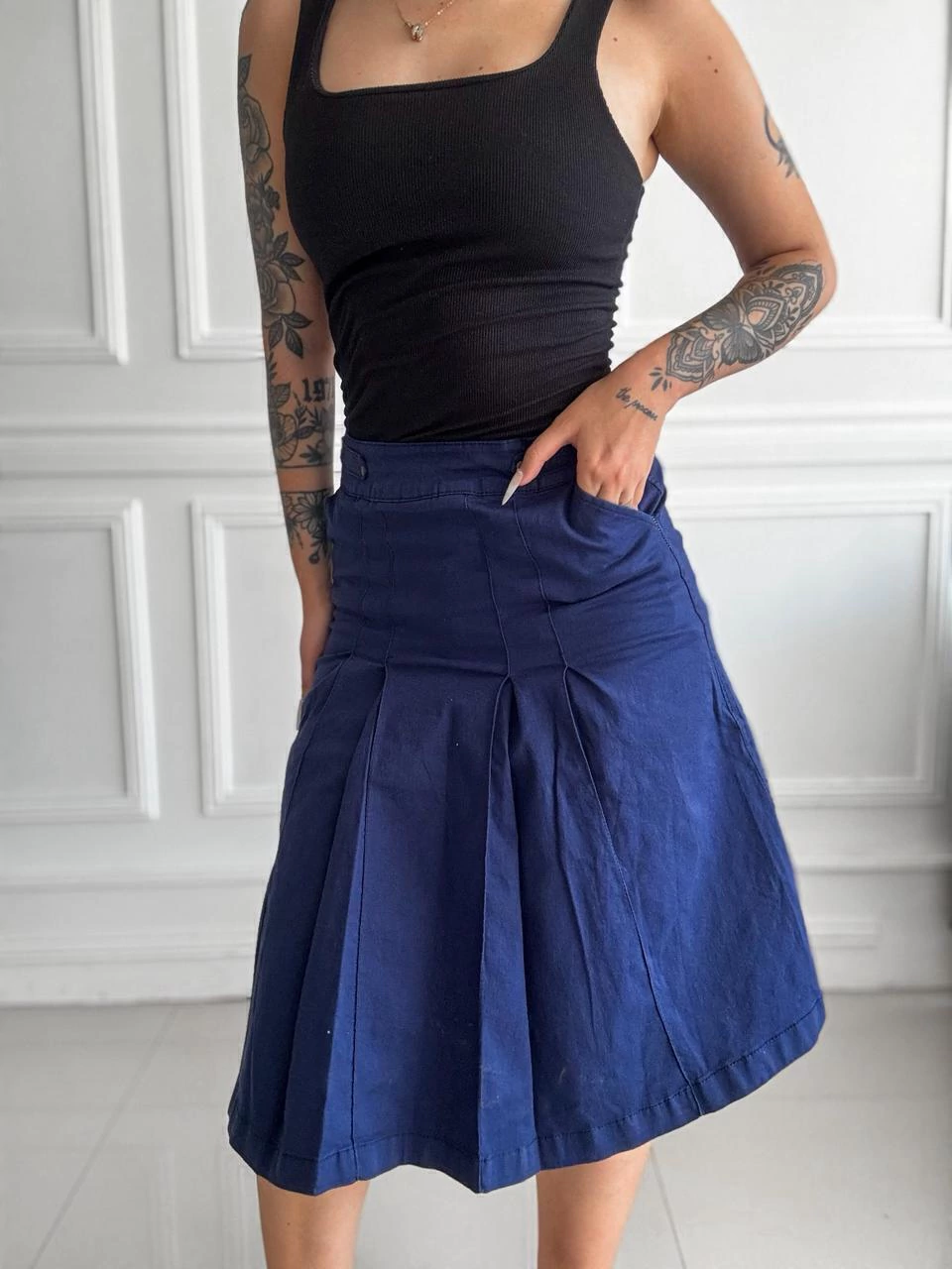 Falda Midi de Gabardina MARINA